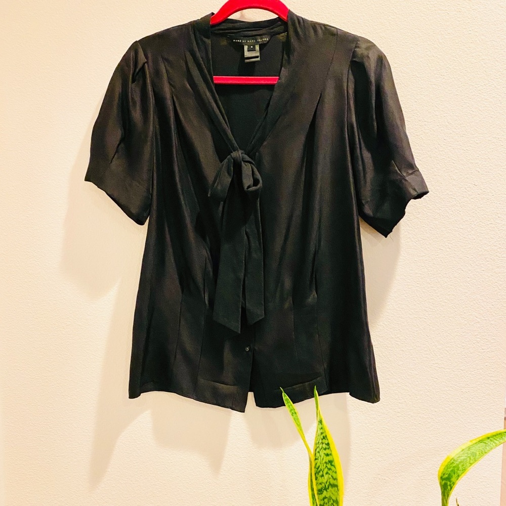 Marc by Marc Jacobs Beautiful Bow Tie Black Blouse